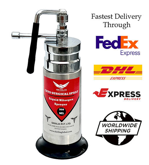 Professional Mini Cryo Gun Liquid Nitrogen Sprayer Dermatologist freeze Gun 350 ML Stainless steel build