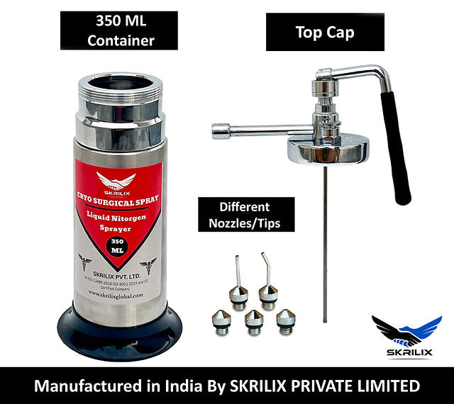 Professional Mini Cryo Gun Liquid Nitrogen Sprayer Dermatologist freeze Gun 350 ML Stainless steel build