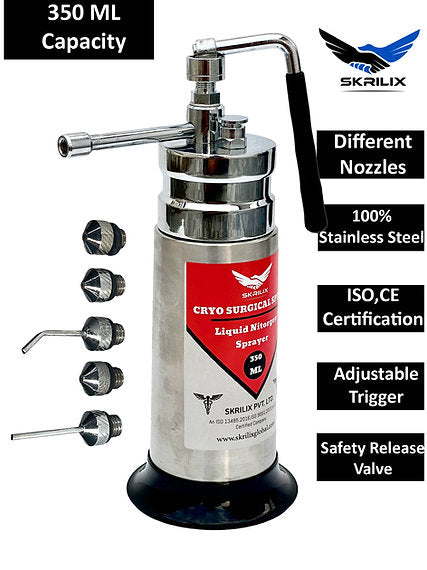 Professional Mini Cryo Gun Liquid Nitrogen Sprayer Dermatologist freeze Gun 350 ML Stainless steel build